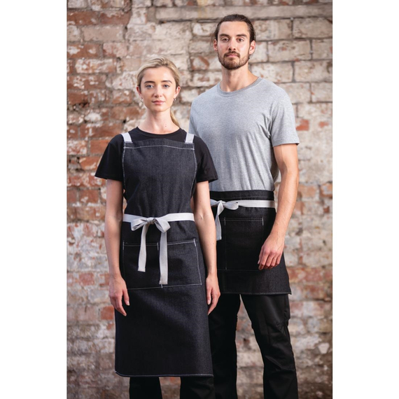 Southside kurze Denimbistroschürze schwarz