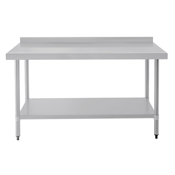 Vogue Edelstahl Arbeitstisch mit Aufkantung und Regalboden 150 x 60cm