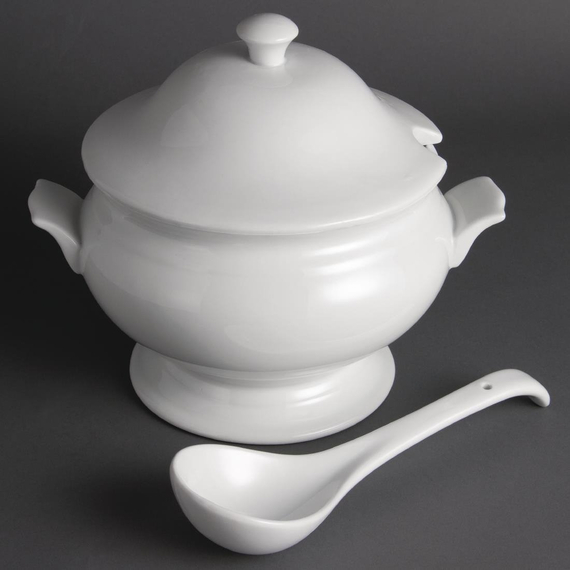Olympia Whiteware Suppenterrine und Kelle 2,5L