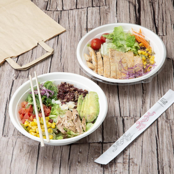 Fiesta Kompostierbare Bagasse Poke Bowl Böden 24oz (50 Stück)