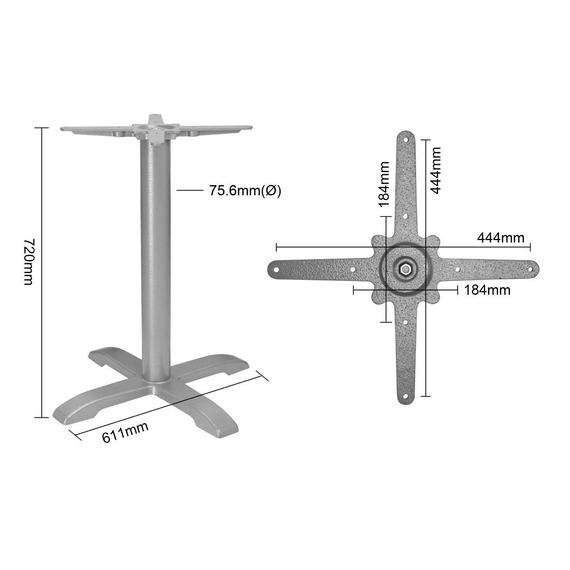 Tischgestell Bolero Gusseisen Grau