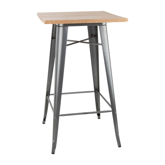 Bolero Bistro Bartisch mit Holzplatte grau