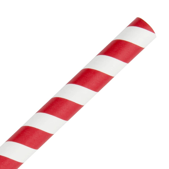 Fiesta Compostable Smoothie-Trinkhalm Papier rot gestreift 21cm (250 Stück)
