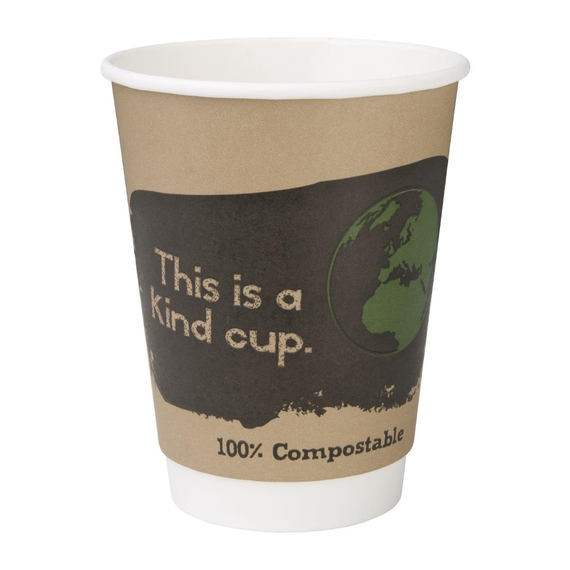 Fiesta Compostable Kompostierbare Heißgetränkebecher doppelwandig 35,5cl (500 Stück)