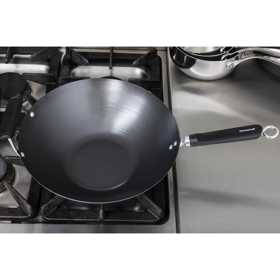Antihaftbeschichteter Wok mit flachem Boden 35,5cm