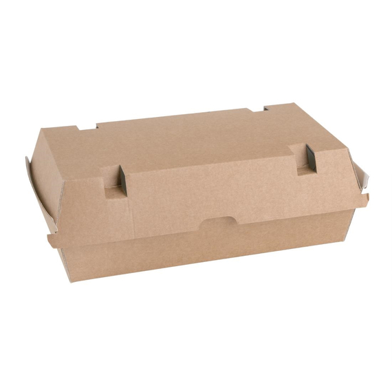 Fiesta Compostable kompostierbare Menüboxen mit Klappdeckel aus Kraftpapier groß 204mm (100 Stück)
