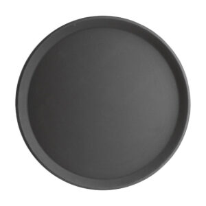 Olympia Kristallon Fiberglas Runde Rutschfeste Tablett Schwarz 406mm