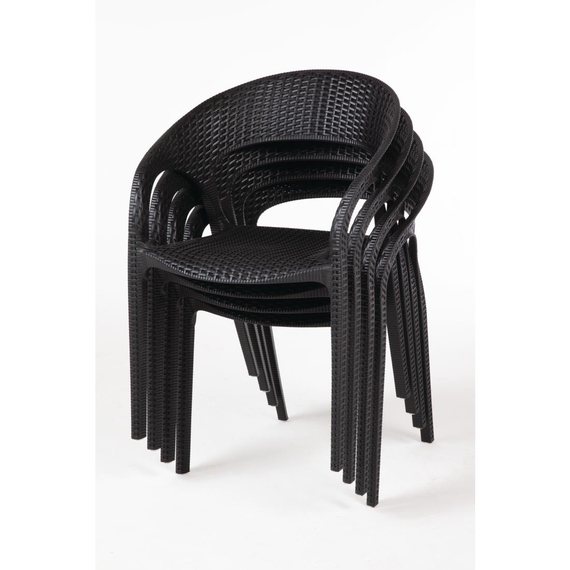 Bolero Rattanstühle mit Armlehne schwarz (4 Stück)