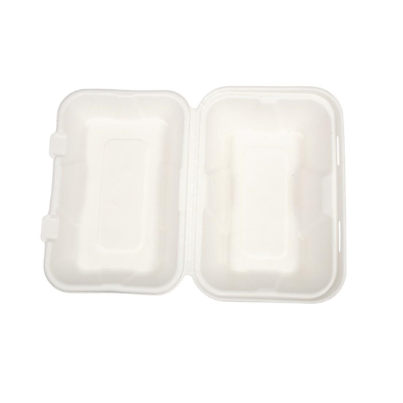 Vegware kompostierbare Einweg Menüboxen mit Klappdeckel aus Bagasse 22,8cm (200 Stück)