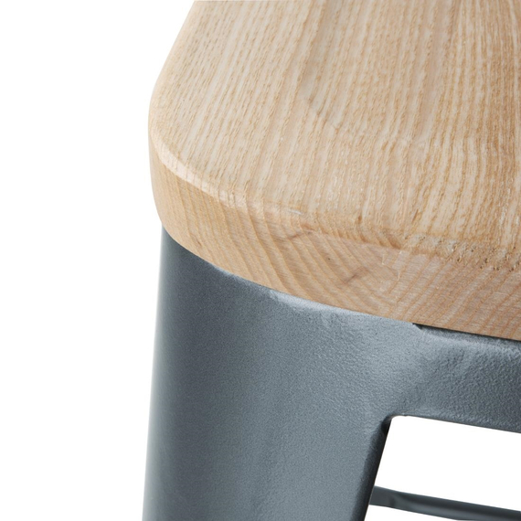 Bolero Bistro Hochbarstuhl mit Holzsitz grau (4 Stück)