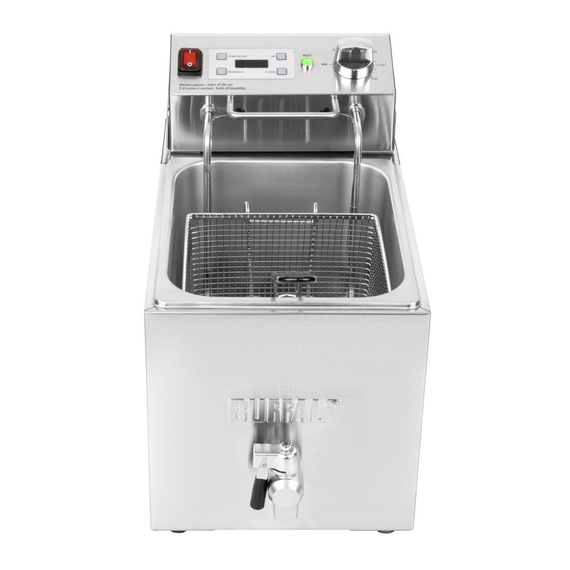 Buffalo Einzelne elektrische Fritteuse mit Timer 8Ltr
