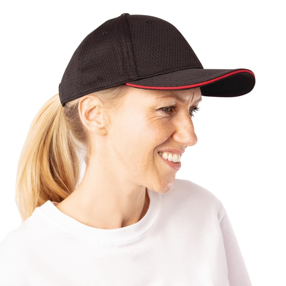 Chef Works Cool Vent Baseballmütze Schwarz mit Rot
