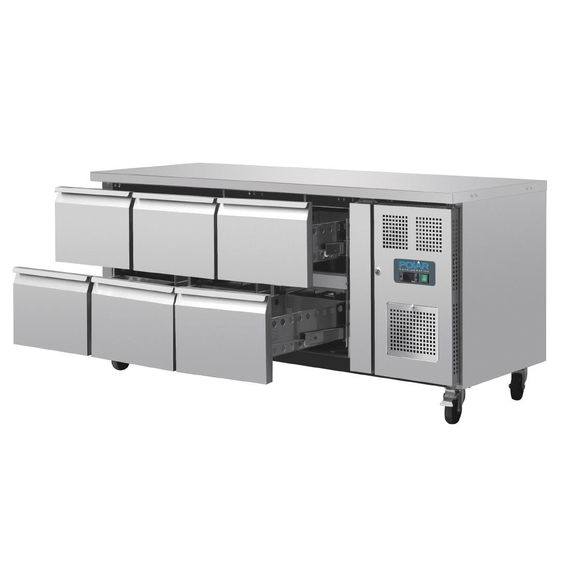 Polar Serie U GN-Kühltisch mit 6 Schubladen 465L