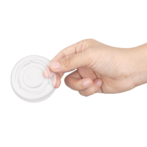 Fiesta Becherdeckel aus recycelbarem PET-Bagasse, transparent (1000 Stück)