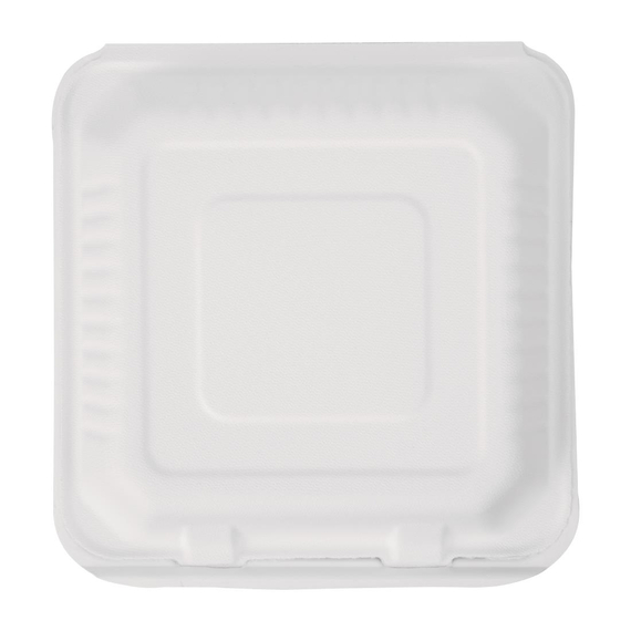 Fiesta Compostable kompostierbare Menüboxen aus Bagasse mit Klappdeckel 22,3cm (200 Stück)