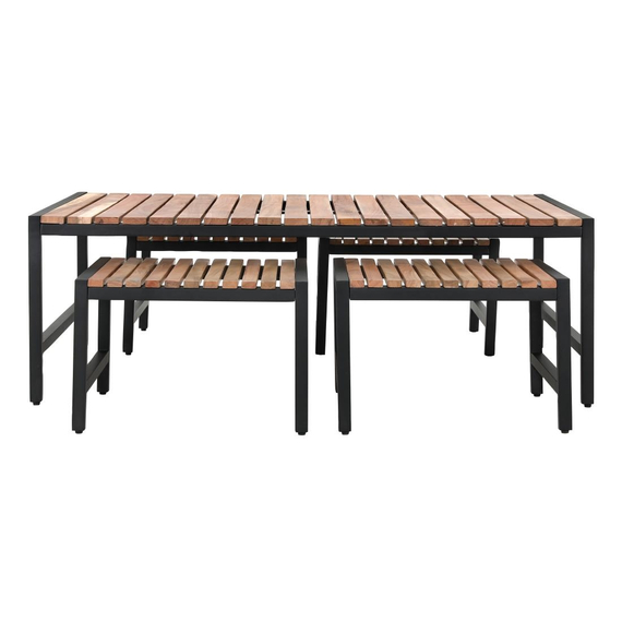 Niedriger Couchtisch Bolero aus Stahl und Akazie, 1200 x 800 mm