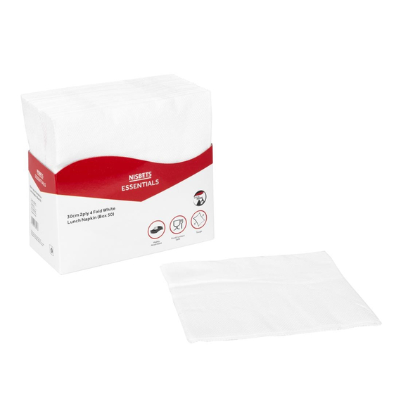Nisbets Essentials 2-lagig 4-fach Weiß Servietten (50 Stück)