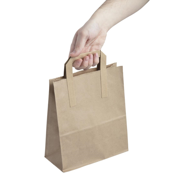 Fiesta Recycelbare flache braune Papiertragetaschen mittel (250 Stück)