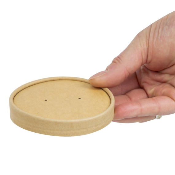Colpac Recycelbar Kraft Mikrowellen Suppenbecher Deckel 450ml (500 Stück)