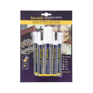 Securit Original Kreidemarker mit runder Spitze in weiß (5 Stück)