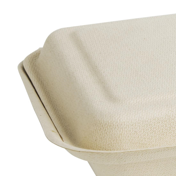 Fiesta Compostable kompostierbare Bagasse Lebensmittelboxen 2 Fächer Naturfarbe 253 mm (200 Stück)