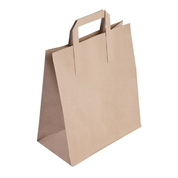 Fiesta Recycelbare Papiertüten Mit Flachen Griffen Braun Groß (250 Stück)