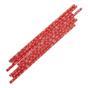 Fiesta Kompostierbare Schneeflocken Papierstrohhalme 210mm (250 Stück)