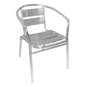 Bolero Bistrostühle mit gerundeter Armlehne Aluminium (4 Stück)