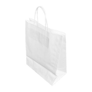 Fiesta Recyclingfähige Papiertüte mit Drehgriff Weiß - Groß (250 Stück)