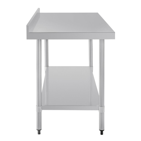 Vogue Edelstahl Arbeitstisch mit Aufkantung und Regalboden 150 x 60cm