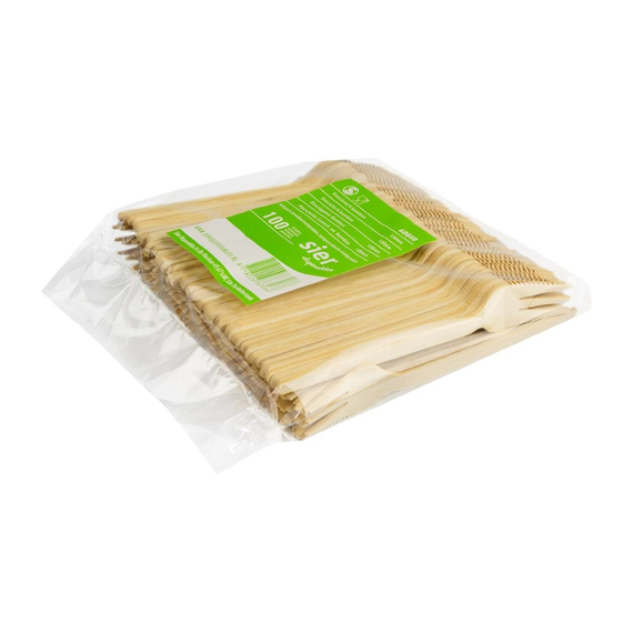 Sier Einweg-Snackgabel Bambus 135 mm (100 Stück)