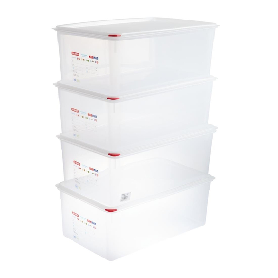 Araven Polypropylen 1/1 Gastronorm Lebensmittel-Aufbewahrungsbox 28Ltr (4 Stück)