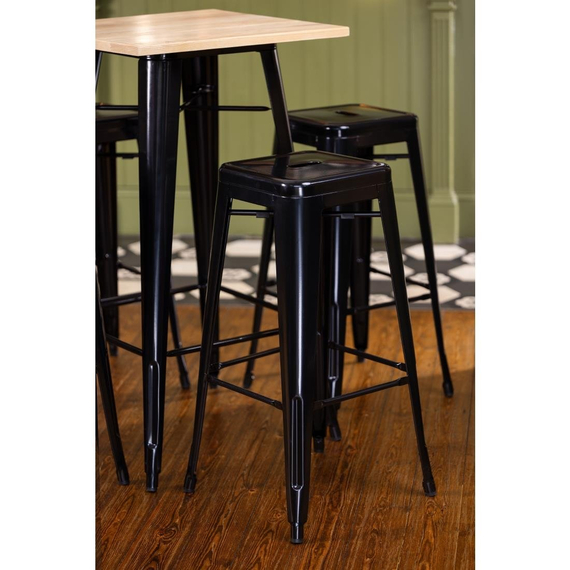 Bolero Bistro Bartisch mit Holzplatte schwarz