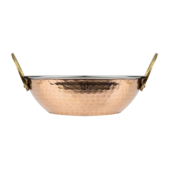 Olympia Kupfer Kadai Schale Edelstahl Messinggriffe 660ml