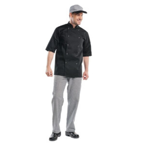 Chaud Devant Hilton Poco Kochjacke kurze Ärmel schwarz XXL