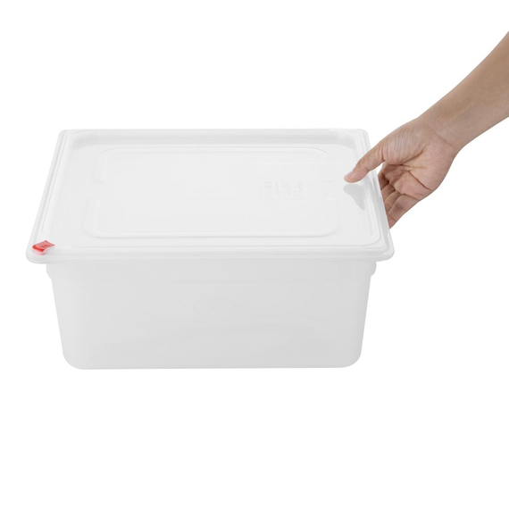 Hygiplas Click PP GN-Behälter 2/3 mit Deckel & 7 farbigen Clips 150mm 12Ltr (4 Stück)