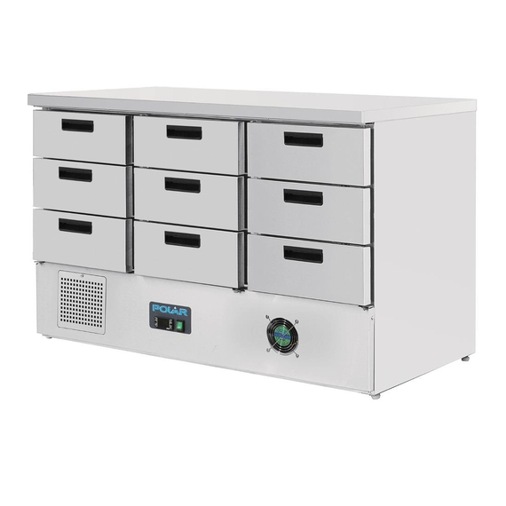 Polar Serie G Kühltisch mit 9 Schubladen 368L
