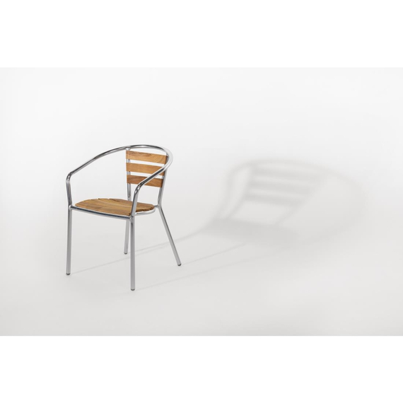 Bolero Aluminium Bistrostühle mit Rückenlehne aus Eschenholz (4 Stück)