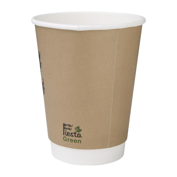 Fiesta Compostable Kompostierbare Heißgetränkebecher doppelwandig 35,5cl (500 Stück)