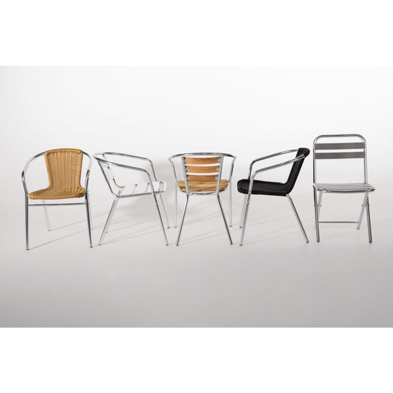 Bolero Aluminium Bistrostühle mit Rückenlehne aus Eschenholz (4 Stück)