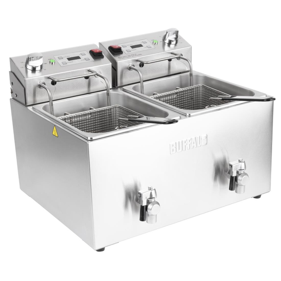 Buffalo Doppelfritteuse mit Timer 2x8Ltr