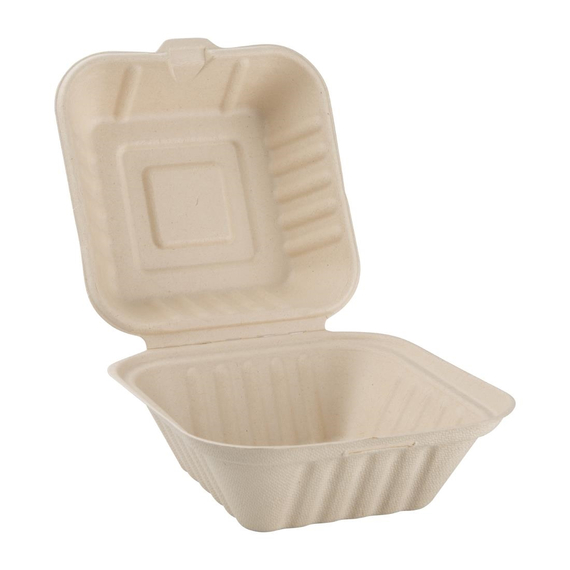 Fiesta Compostable kompostierbare Burgerboxen aus Bagasse 15,2cm (500 Stück)
