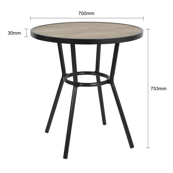 Bolero Marston runder Outdoor Tisch Schwarz 700mm