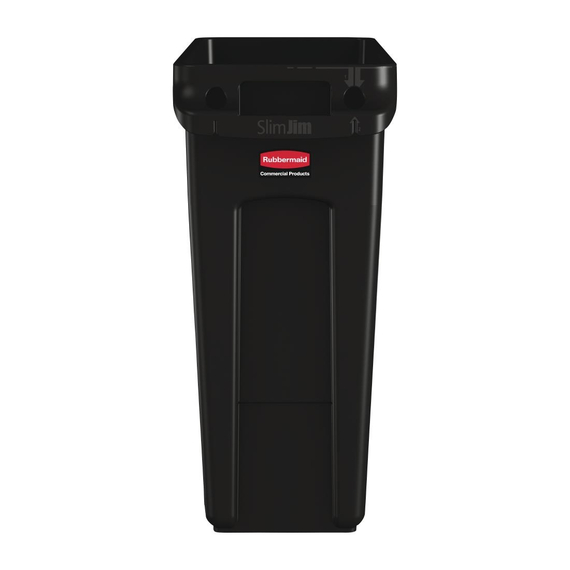 Rubbermaid Slim Jim Abfalleimer mit Entlüftungsschlitzen schwarz 60L