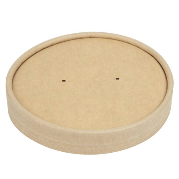 Colpac Recycelbar Kraft Mikrowellen Suppenbecher Deckel 450ml (500 Stück)