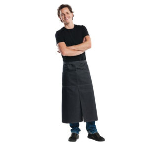 Chaud Devant Bistroschürze mit 4 Taschen schwarzer Denim