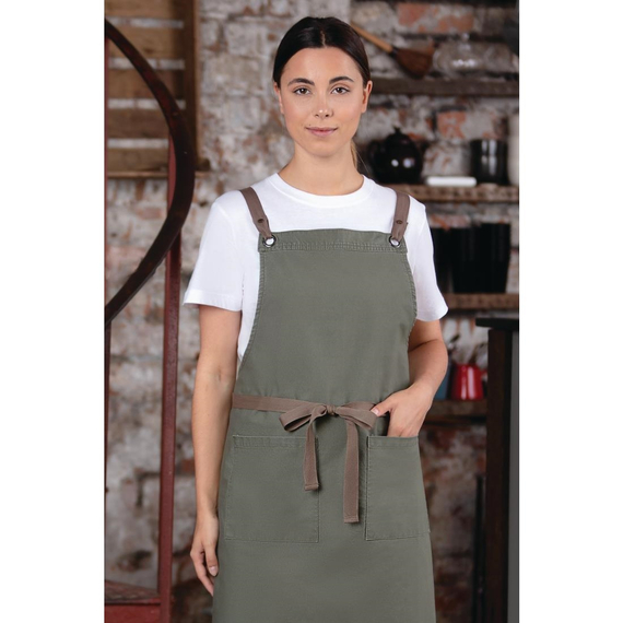 Southside Baumwoll-Canvas Latzschürze Khaki