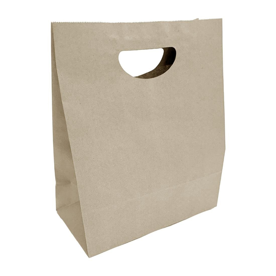 Fiesta Recycelbare Papiertüte mit D-Schlitz Griff Braun - Groß (250 Stück)