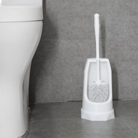 Jantex Runde Toilettenbürste & Halter - Weiß