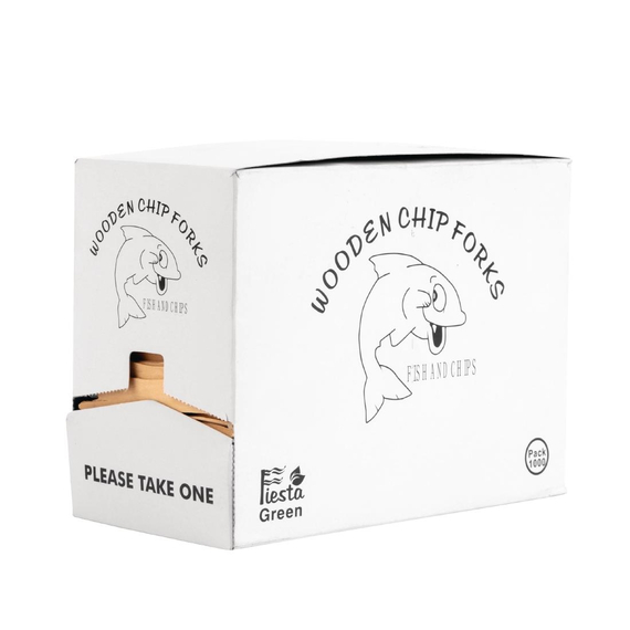 Fiesta Compostable Einweg-Holzbesteck Pommes-Frites-Gabel Biologisch abbaubar (1000 Stück)